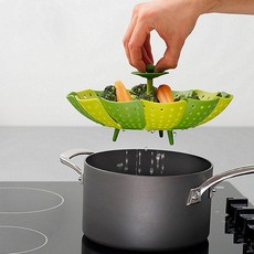 스티머 핸들 바스켓/찜기/실리콘 찜기/찜망, 카키