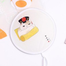 호른 작은부채 부채 가정용 휴대용 쥘부채 접이식 여성둥근 플라스틱, T20-천 둥글부채-낮잠