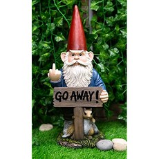 Ebros Rude Garden Greeter가 사라집니다! GNOME DWARF 조류를 반전시키지 않 (17.75" Go Away! Gnome Flipping The Bird), 본상품