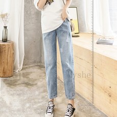 Myshe 여름 임부복 빅사이즈 편안한 여성용 9부 청바지 BRSQi4 YSZ714nz07