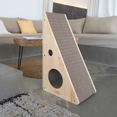  [국산/접착제 미사용]야오미 우드 치즈삼각 고양이 숨숨집 초대형 수직 스크래쳐, 단품 