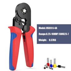 페룰 압착 공구 키트 0.25-10mm² 자체 조정 가능한 래칫 전선 압착 공구 키트 크림퍼 플라이어 세트(1200 와이어 단자 포함), hsc8 6-4a, 1개