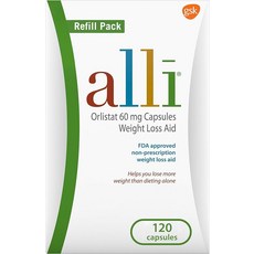 alli Weight Loss Diet Pills Orlistat 60 mg Capsules 120 Count Refill Pack