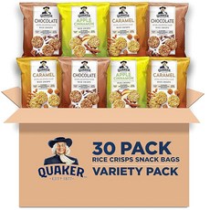 Quaker 라이스 크리스프 글루텐 프리 3가지 맛 스위트 버라이어티 믹스 25.8g0.9온스 백 30개 팩