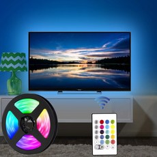 40~65인치 TV에 적합한 USB TV 주도 백라이트 길이 8.2ft(2.5M) 24 키 적외선 리모컨으로 원격 제어 LED 스트립 라이트 16색, 1