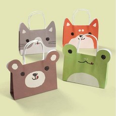 동물 종이백 깜찍하고 심플한 캐릭터 간식 선물 포장 핸들 작은 선물 봉투 20p, 4종색(각5pcs)
