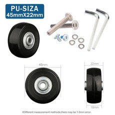 캐스터 수하물 바퀴 직경 40mm 내마모성 캐스터 교체 부품 12 개/세트, 02 45mm-18mm-2pcs, 2개