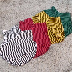 목만있는 단가라폴라티셔츠)페이크 목티 터틀넥 스트라이프 줄무늬 검은줄 노랑색 빨강색 초록색