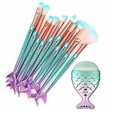 비스누이 메이크업 브러셰스 Set 11PCS 3D 머메이드 메이크업 브러시 코스메틱 브러셰스 아시하도 아일리너 블러시 브러시, 1