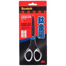 3M Scotch 鈦金屬事務剪刀, 高強度, 鋒利耐用, 橡膠握柄, 1支