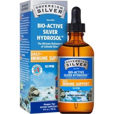 Sovereign Silver 면역 지원 콜로이드 실버 미네랄 보충제 액상 바이오 액티브 하이드로솔 10ppm 4oz118mL 드로퍼, 4 Fl Oz (Pack of 1), 118ml, 1개