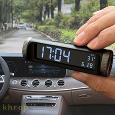 차량용 스마트시계 온 도계 디지털 LED 태양광 전자, 녹색+파란색 백라이트 태양광 충전, 1개
