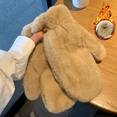 바이빈 겨울 여성 벙어리 장갑 방한 성인 퍼 밍크