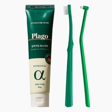 플라고 반려동물 구강관리 세트 알파자임치약+기본칫솔+송곳니칫솔, 1세트, 80g
