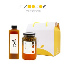 수제청 담아요 수제 핸드메이드 과일청 수제청 선물포장 포함 답례품 명절선물 세트, 1세트, (2구포장)백향과청650g+생강청650g(플)