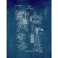 재봉틀 바늘 특허 테두리가 있는 흰색에 검은색 잉크 인쇄 5 x 7 M15828, 5" x 7"_Midnight Blue