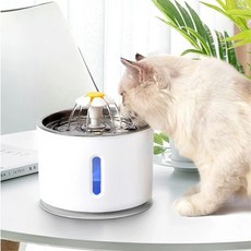 강아지 고양이 자동급수 정수기 분수 음수대 데이지 라운드 급수기, 1개, 어댑터 미포함-필터8pcs