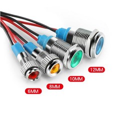 표시등 표시기 미니 신호 해양 10mm 크롬 자동차 마감 경고등 패널 15cm 케이블 12V LED 파일럿 금속 보트 대시, 12V Green 10mm, 1개