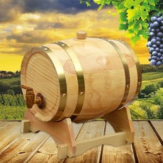 오크통 가정용 와인 적포도주 맥주 양조 렉 위스키 병 대형 장식장, 수평 원목색 10L