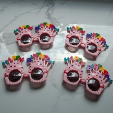 생일머핀안경 4개 1SET 생일파티 선글라스 파티선글라스 생일안경 3color, 핑크4개