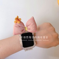 DIY 핑크 작은꽃 나비넥타이 3대6대5대 IWATCH 케이스 일체 실리콘 큐트 풀팩토리 드랜드 21대 충격흡수 투명