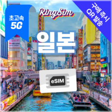 일본이심 eSIM 5G속도 데이터무제한 유심 도쿄 오사카 후쿠오카 오키나와, 1개, 5G 매일3GB 후 저속 무제한, 2일