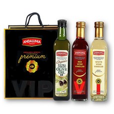 안달루니아 유기농 올리브유1 화이트와인식초1 레드와인식초1 3P세트 VIP세트, 1세트, 500ml