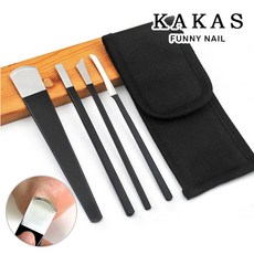 네일 패디 플래닝 나이프 4종 세트, 1세트, 블랙 + 실버