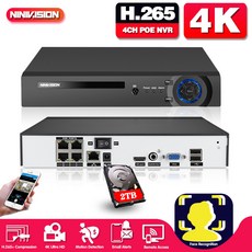 XMeye 4채널 POE NVR 안면인식 H.265+4K NVR 인터넷 녹화기 24/7 녹화 IP 카메라 P2P 시스템, 없다, 4CH, 미국 플러그
