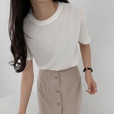 샵159 여성 시슬 찰랑 무지 라운드넥 기본 반팔티셔츠