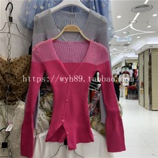 생활도움 소중 디자인 톤온톤 언밸런스 크로커다일 기질 부드러운 소심기 섹시 마이크로 시스루 긴팔 니트 탑