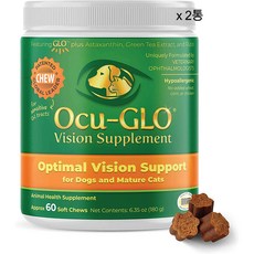 오큐클로 Ocu-GLO 고양이 눈영양제 강아지 눈영양제 60츄어블 X 2, 눈물 개선/눈건강, 2개