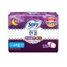 쏘피 한결 생리대 오버나이트, 오버나이트 이상, 10개입, 5개