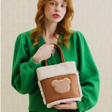 여성용 뽀글이 천연가죽 양털 토트백 버킷백 체인 숄더백 크로스백