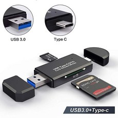 범용 3 in 1 카드 리더기 유형 C 마이크로 USB USB 마이크로 SD TF USB OTG 어댑터 iPad PC 용 스마트 메모리 Microsd Cardreader, [02] C 타입 USB 3_0 Black, 01 Type C USB 3_0