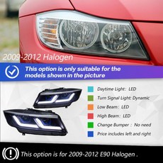 AKD 헤드 램프 BMW E90 헤드라이트 2005-2012 320i 318i DRL H7 용 LED Bi Xenon 전구 어셈블리 업그레이드 동적 신호 액세서리