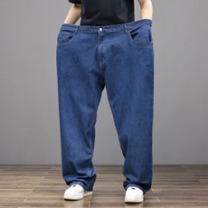 남성용 플러스 사이즈 스트레이트 청바지 얇은 섹션 탄성 바지 10xl 11xl 12xl 여름