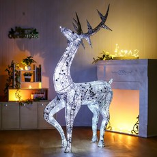 LED 럭셔리 크리스마스 사슴 장식(실버) (140cm), 단품