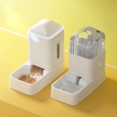 친절한마이쮸 강아지 반자동 급수기 + 급식기 세트, 화이트