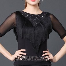 에시 댄스탑 밸리 상의 댄스복 라인 줌바 라틴 여성 탑, XL, 블랙