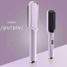 전기 헤어 스트레이트닝 브러시 머리카락을 교정하고 컬링하기위한 다목적 핫 빗 이중 전압 습식 및 건조 방지 온도 제어 및 자동 종료 기능, 보라색 새로운, 씨엔