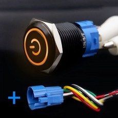 와이어가 있는 블랙 푸시 버튼 스위치 Led 조명 16/19/22mm 방수 조명 금속 래칭 순간 5V 12V 220V 빨간색 파란색, 61) Power Port Yellow - 110-22, 1개