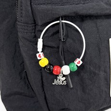 은센 사영리 복음팔찌 키링 만들기 DIY 키트 기독교 선교 재료 전도 교회 성경학교, 와이어링 컬러(화이트), 지저스 펜던트, 스마일 스티커