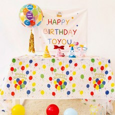 생일파티식탁보 PEVA 파티용품 생파 식탁보 어린이집 일회용 식탁보 생일 다회식탁보, 1개, 1개입