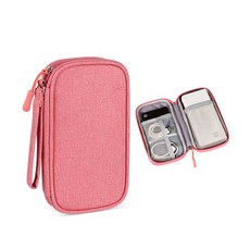 다용도 케이블 파우치 외장하드 휴대용 보조배터리 USB 수납 보관 정리, S, 소프트핑크, 1개
