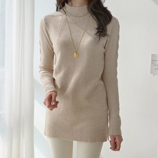 데일리앤 프란체 여성 루즈핏 반목 터틀넥 롱니트