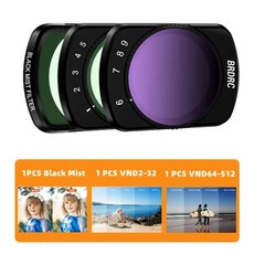 BRDRC UV ND 렌즈 필터 키트 조절식 CPL 액세서리 DJI OSMO 포켓 3 핸드헬드 짐벌 카메라 ND8 ND16, [17] 3 in 1 set