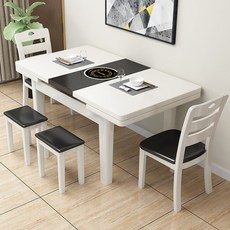 모던 심플 원목 인덕션 포함 식탁 의자 접이식 가정용 테이블 2인 4인 6인 세트 확장형, 싱글 식탁[인덕션]