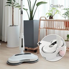 쿡클린 스윙모션 무선 물걸레 청소기 국내생산 자동회전 극세사패드4장 자동세척탈수 화이트 CK-SWF1002