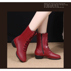 여성 앵클 부츠 재즈 댄스 스포츠 에어로빅 신발, 230mm, 빨강(앵클부츠)